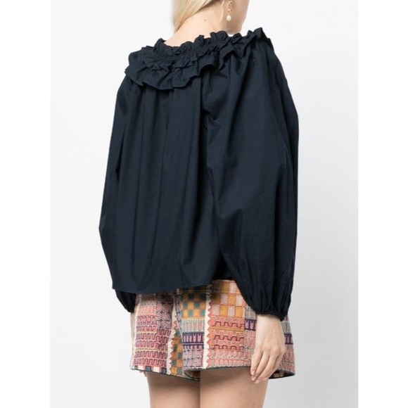 ULLA JOHNSON Olga Ruffled Cotton Blouse - Picture 2 of 13